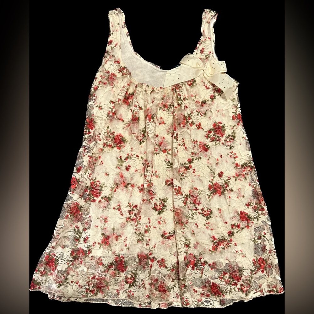 Red and Cream Floral Tank Top